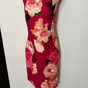 Calvin Klein Pink Sheath Mini Dress Sleeveless Crew Neck